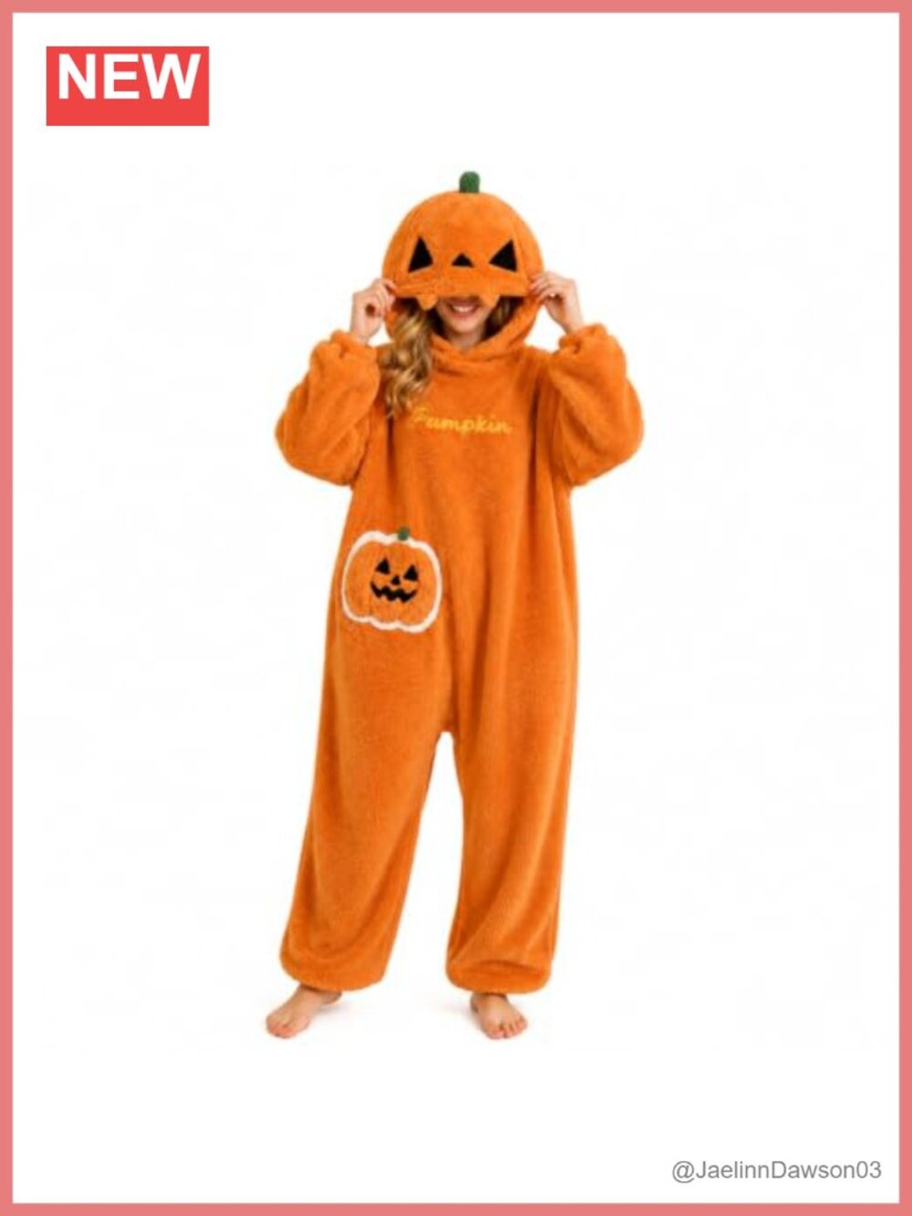 Adult Pumpkin Onesie Costume Halloween Hooded Pajama Jumpsuit